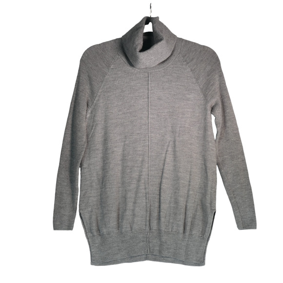 Cynthia Rowley Tunic Sweater Women Small Gray Cowl Neck Merino Wool Quiet Luxury - Picture 1 of 6